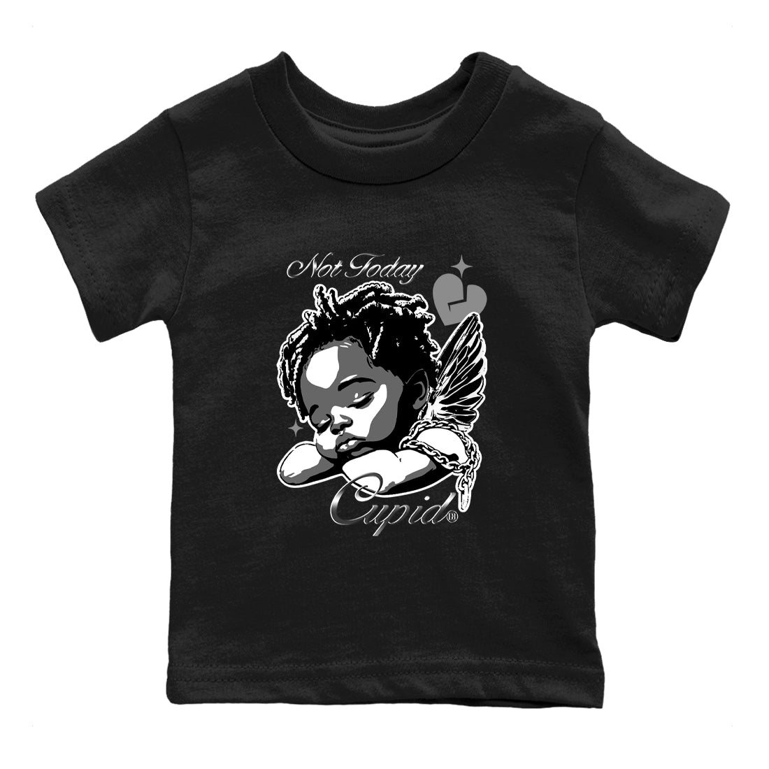 4s Black Cat Sneaker match tees – Sneaker Tees To Match Air Jordan 4 Black Cat Shoes – Not Today Cupid Kids T-Shirt Black 2