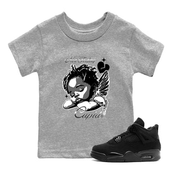 4s Black Cat Sneaker match tees – Sneaker Tees To Match Air Jordan 4 Black Cat Shoes – Not Today Cupid Kids T-Shirt Heather Grey 1