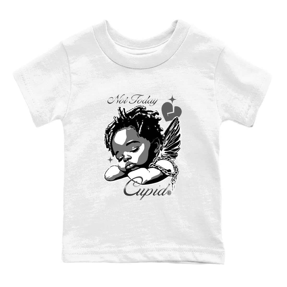 4s Black Cat Sneaker match tees – Sneaker Tees To Match Air Jordan 4 Black Cat Shoes – Not Today Cupid Kids T-Shirt White 2
