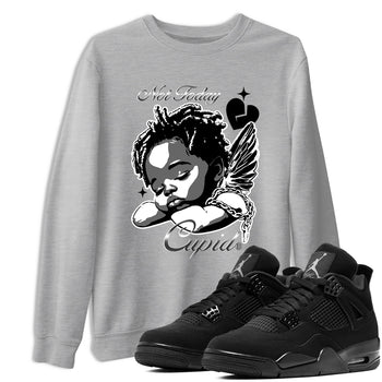 4s Black Cat Sneaker match tees – Sneaker Tees To Match Air Jordan 4 Black Cat Shoes – Not Today Cupid Tee Heather Grey 1