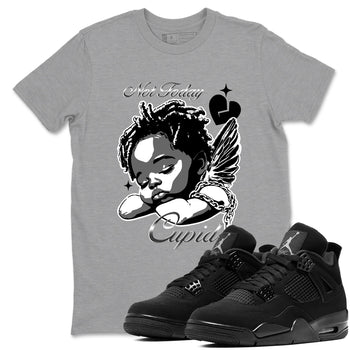 4s Black Cat Sneaker match tees – Sneaker Tees To Match Air Jordan 4 Black Cat Shoes – Not Today Cupid Tee Heather Grey 1
