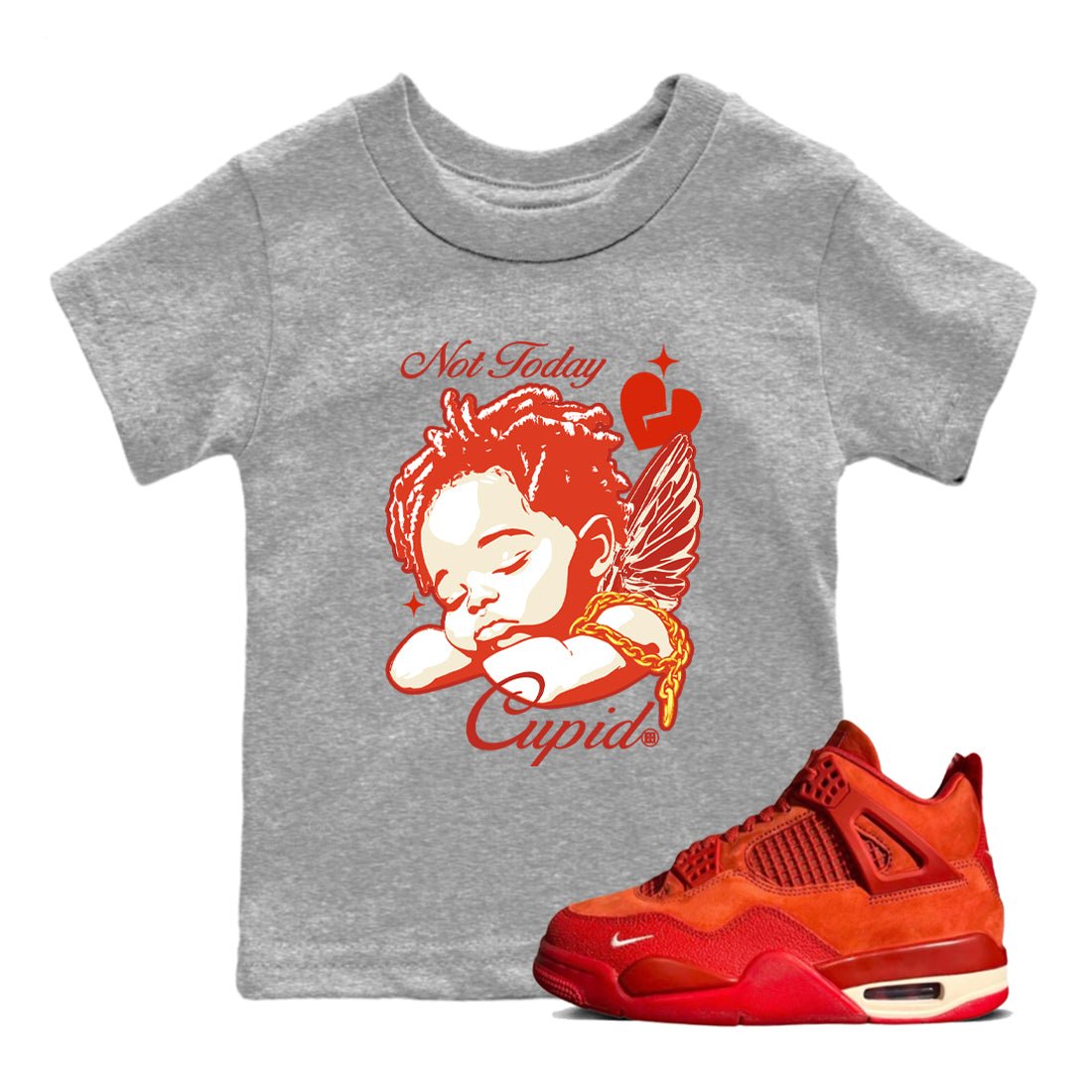 4s Nigel Sylvesterto match jordans Not Today Cupid best t shirts to wear with jordans Nigel Sylvester x Air Jordan 4 Brick by Brick match shoes to clothes SNRT Sneaker Tees Youth Baby Heather Grey 1 tee