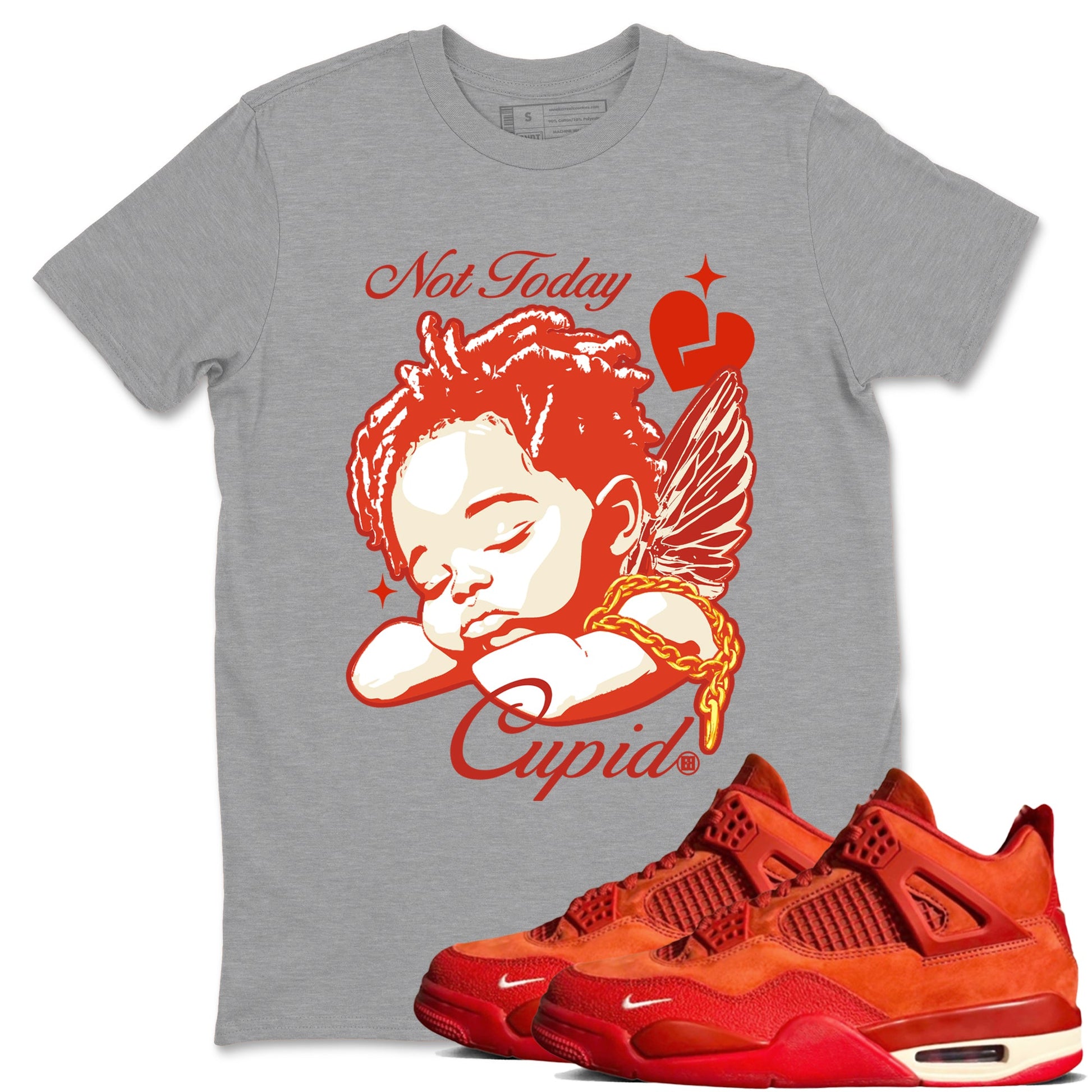 4s Nigel Sylvesterto match jordans Not Today Cupid best t shirts to wear with jordans Nigel Sylvester x Air Jordan 4 Brick by Brick match shoes to clothes SNRT Sneaker Tees unisex cotton Heather Grey 1 shirts