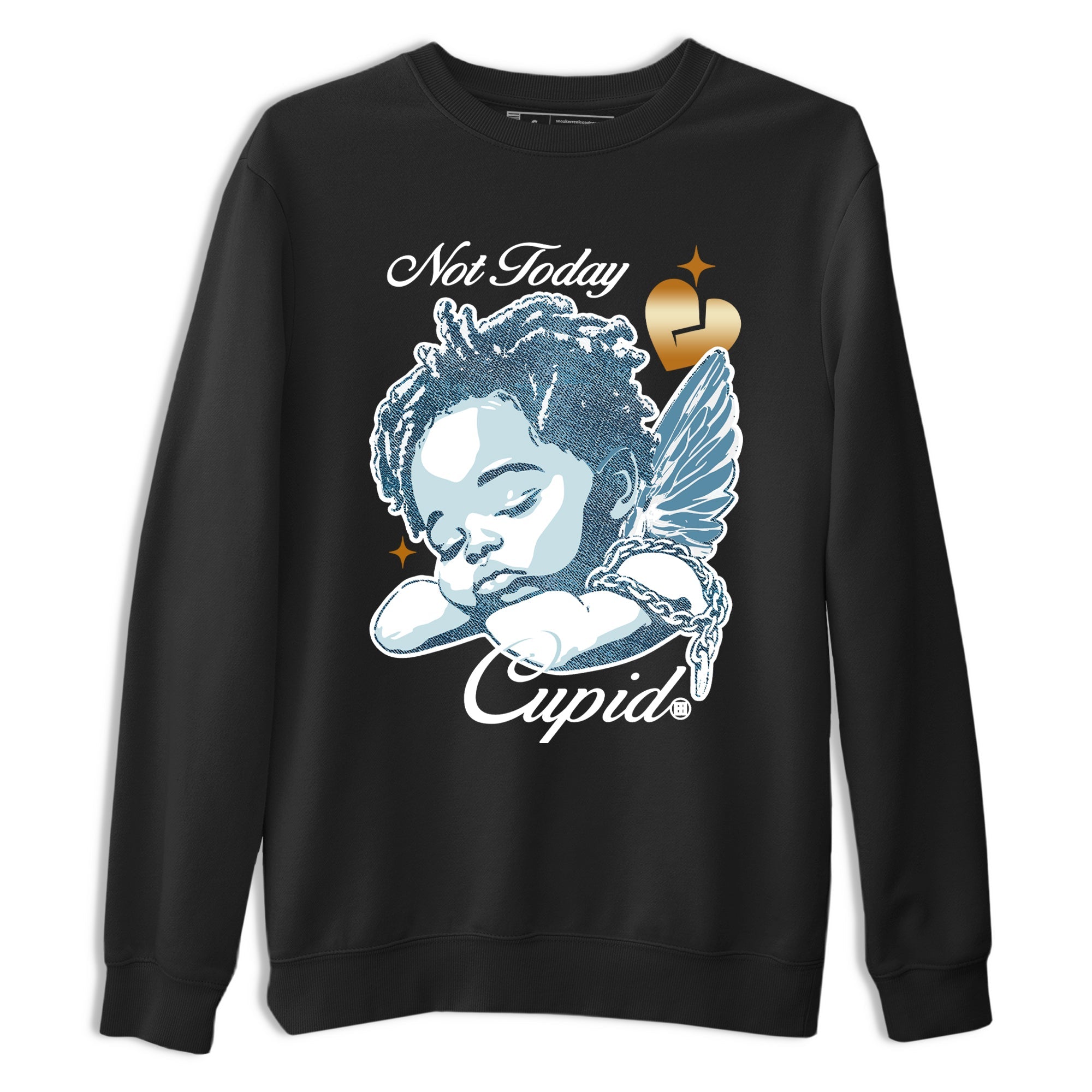 Sneaker match tees – Sneaker Tees To Match 4s Worn Blue Air Jordan 4 Denim Shoes – Not Today Cupid Tee Black 2