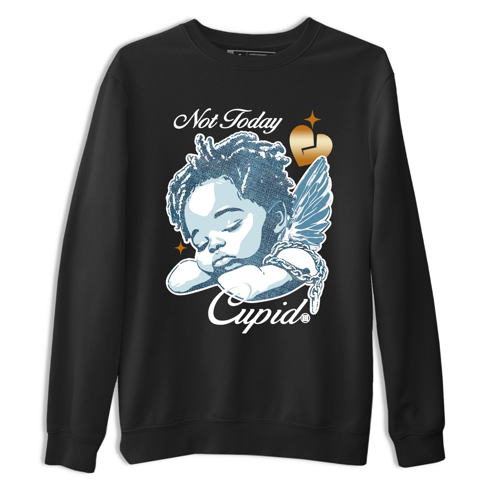 Sneaker match tees – Sneaker Tees To Match 4s Worn Blue Air Jordan 4 Denim Shoes – Not Today Cupid Tee Black 2