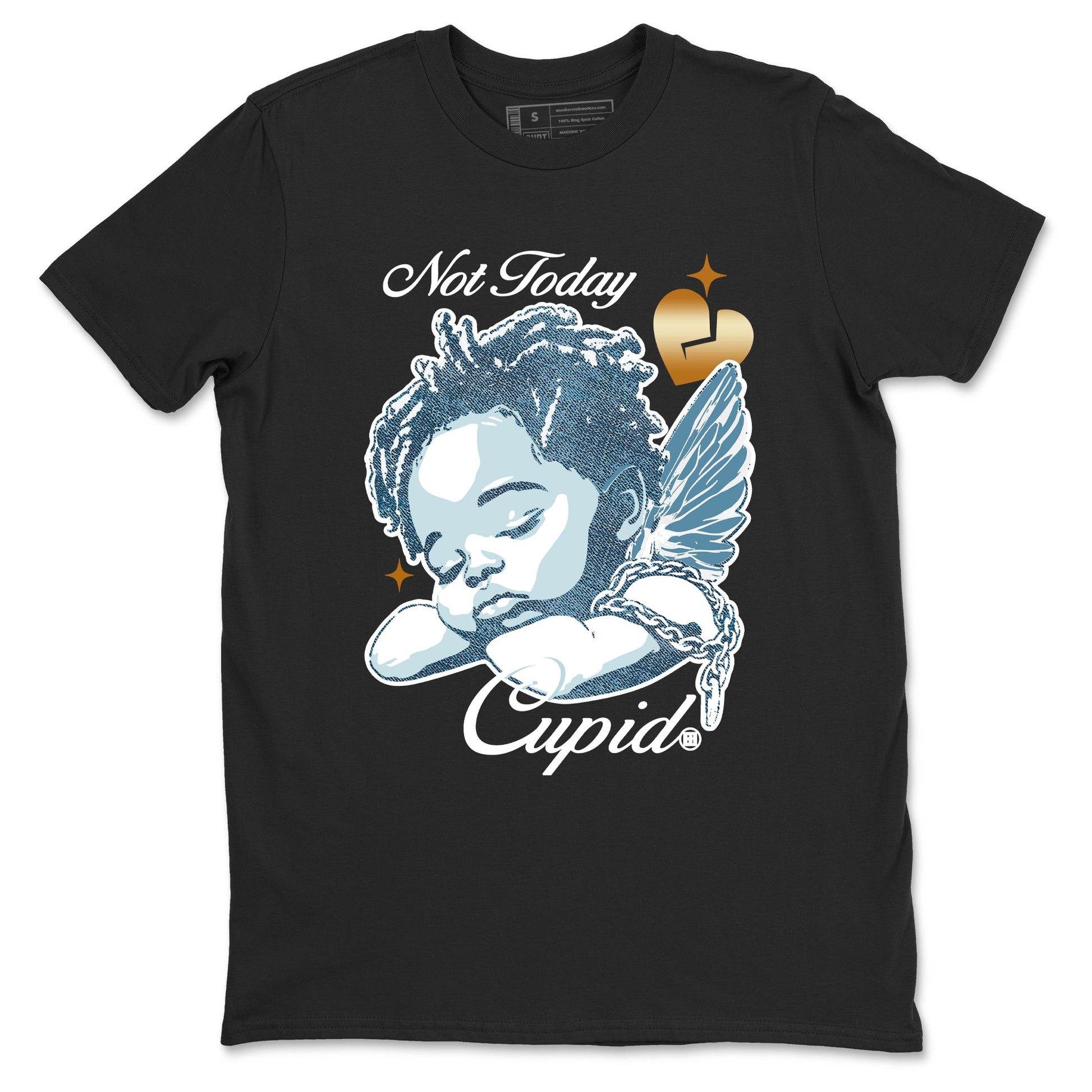 Sneaker match tees – Sneaker Tees To Match 4s Worn Blue Air Jordan 4 Denim Shoes – Not Today Cupid Tee Black 2