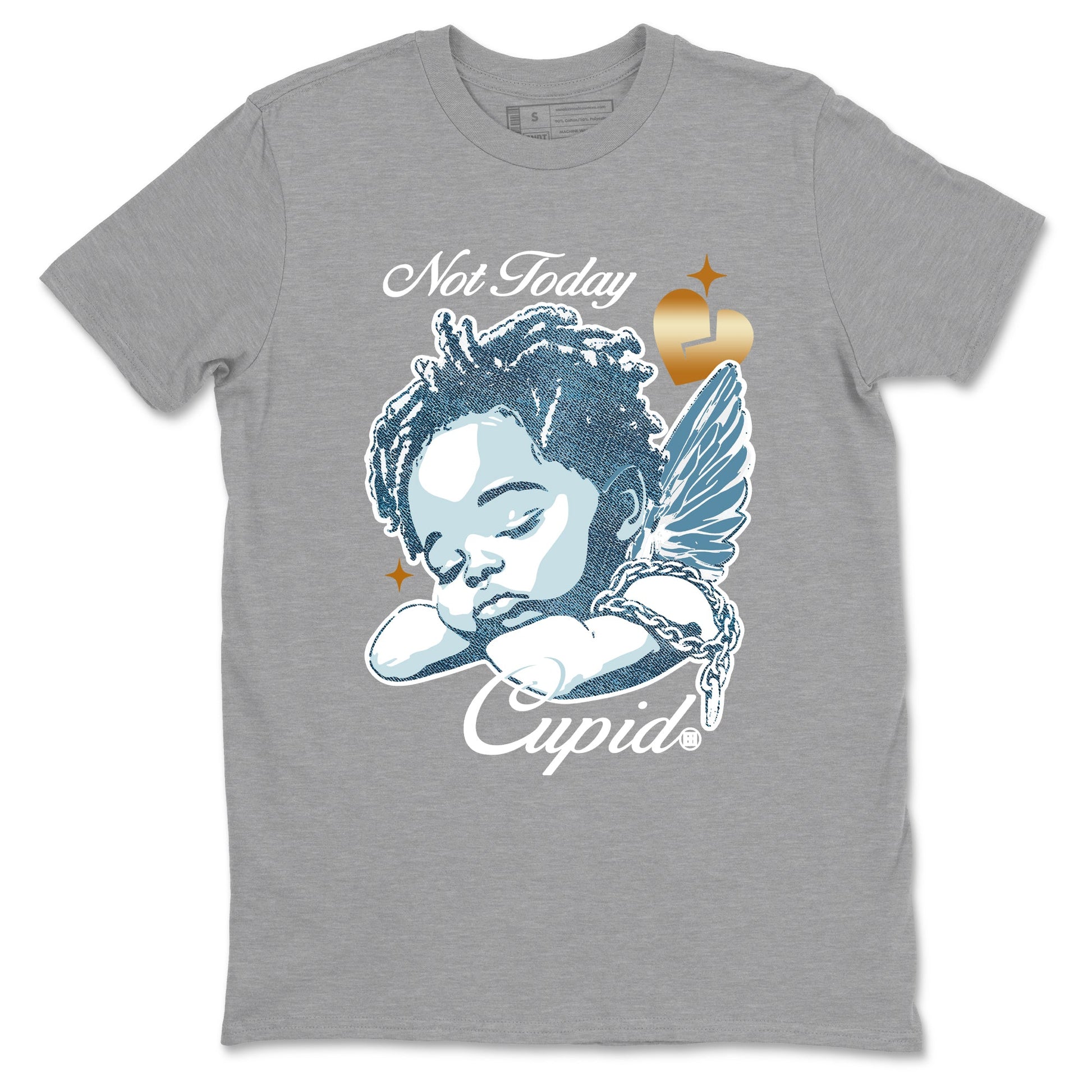 Sneaker match tees – Sneaker Tees To Match 4s Worn Blue Air Jordan 4 Denim Shoes – Not Today Cupid Tee Heather Grey 2