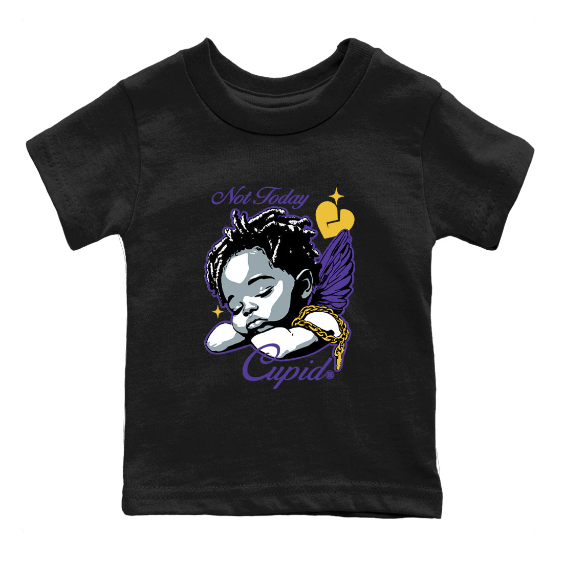 Best Sneakerfits graphic tee – Los Angeles Basketball Tees To Match Air Jordan 4 Lakeshow – Not Today Cupid Kids T-Shirt Black 2