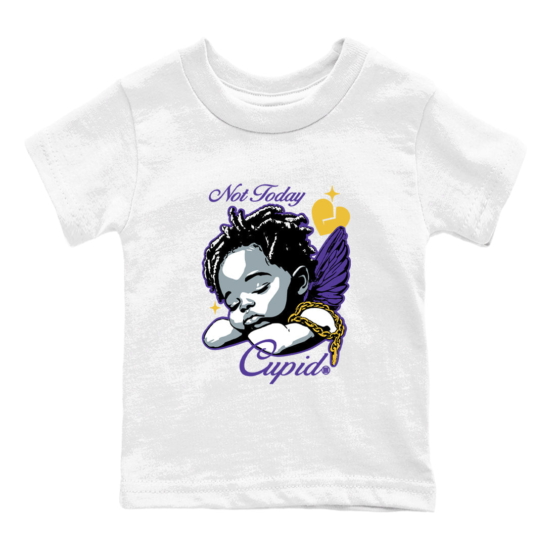 Best Sneakerfits graphic tee – Los Angeles Basketball Tees To Match Air Jordan 4 Lakeshow – Not Today Cupid Kids T-Shirt White 2