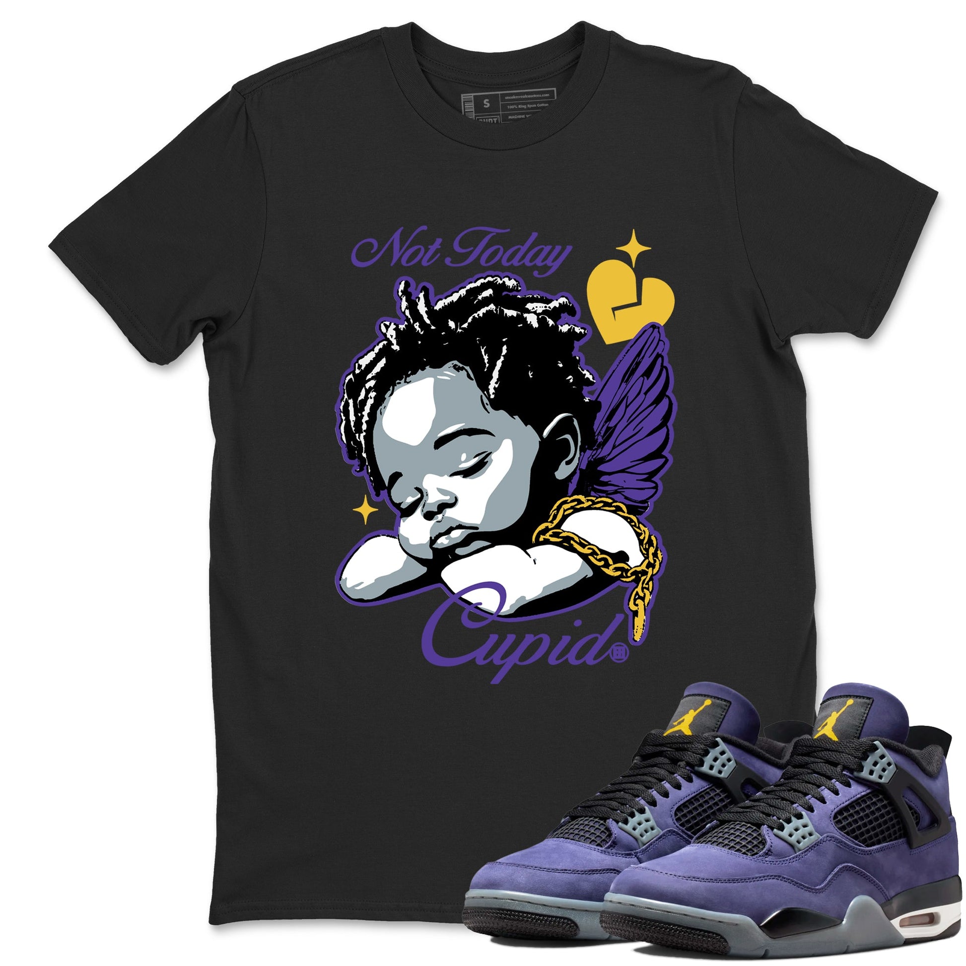 Best Sneakerfits graphic tee – Los Angeles Basketball Tees To Match Air Jordan 4 Lakeshow – Not Today Cupid Tee Black 1