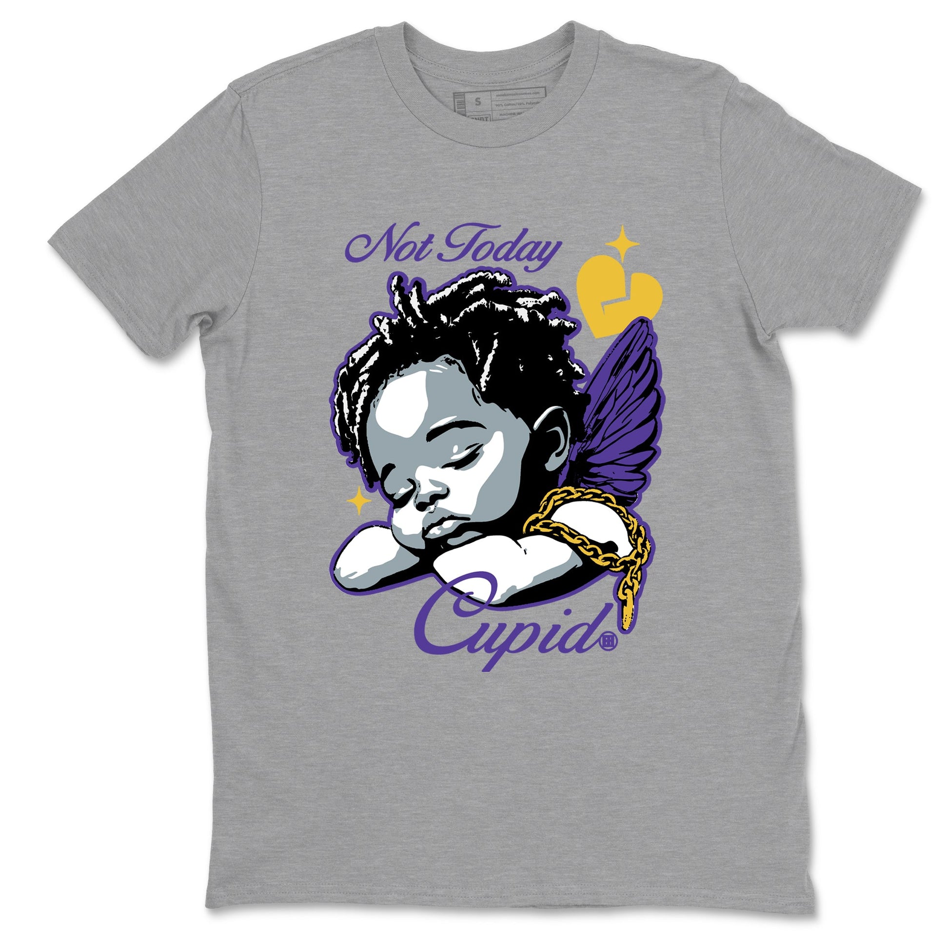 Best Sneakerfits graphic tee – Los Angeles Basketball Tees To Match Air Jordan 4 Lakeshow – Not Today Cupid Tee Heather Grey 2