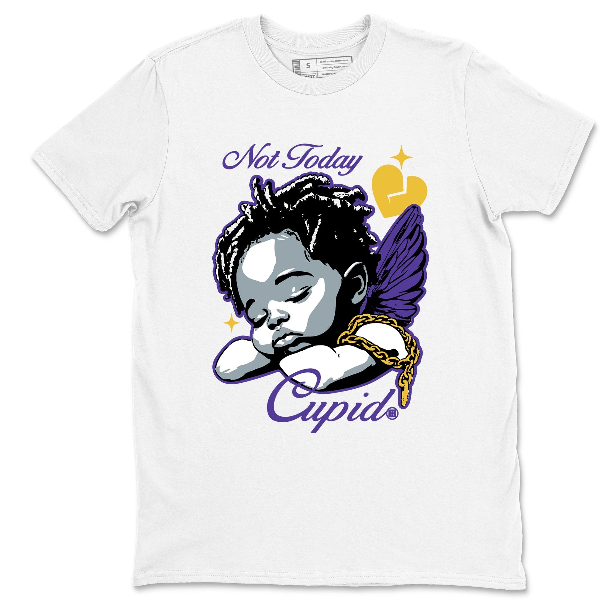 Best Sneakerfits graphic tee – Los Angeles Basketball Tees To Match Air Jordan 4 Lakeshow – Not Today Cupid Tee White 2