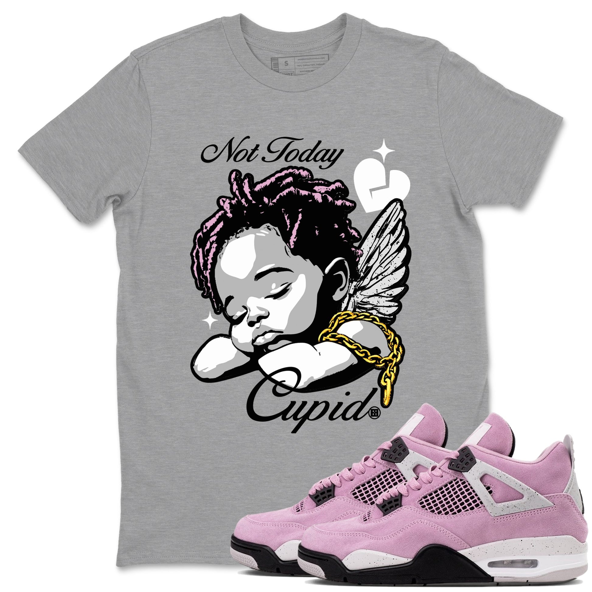 4s WMNS Orchid shirts to match jordans Not Today Cupid sneaker match tees Air Jordan 4 Orchid best t shirts to wear with jordans SNRT Sneaker Tees unisex cotton Heather Grey 1 shirts