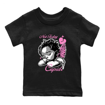 Perfect Valentine's Day Gifts graphic tee  – Sneaker Tees To Match Air Jordan 4 Pink Thunder – Not Today Cupid Kids Graphic T-Shirt Black 2