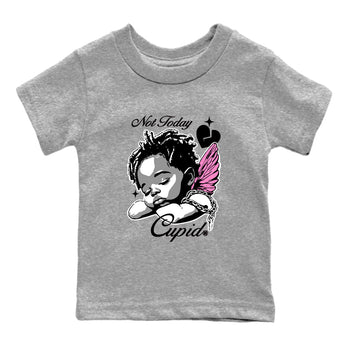 Perfect Valentine's Day Gifts graphic tee  – Sneaker Tees To Match Air Jordan 4 Pink Thunder – Not Today Cupid Kids Graphic T-Shirt Heather Grey 2