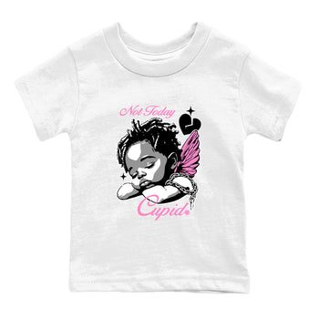 Perfect Valentine's Day Gifts graphic tee  – Sneaker Tees To Match Air Jordan 4 Pink Thunder – Not Today Cupid Kids Graphic T-Shirt White 2