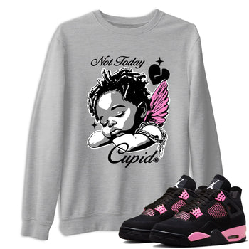 Perfect Valentine's Day Gifts graphic tee  – Sneaker Tees To Match Air Jordan 4 Pink Thunder – Not Today Cupid Tee Heather Grey 1