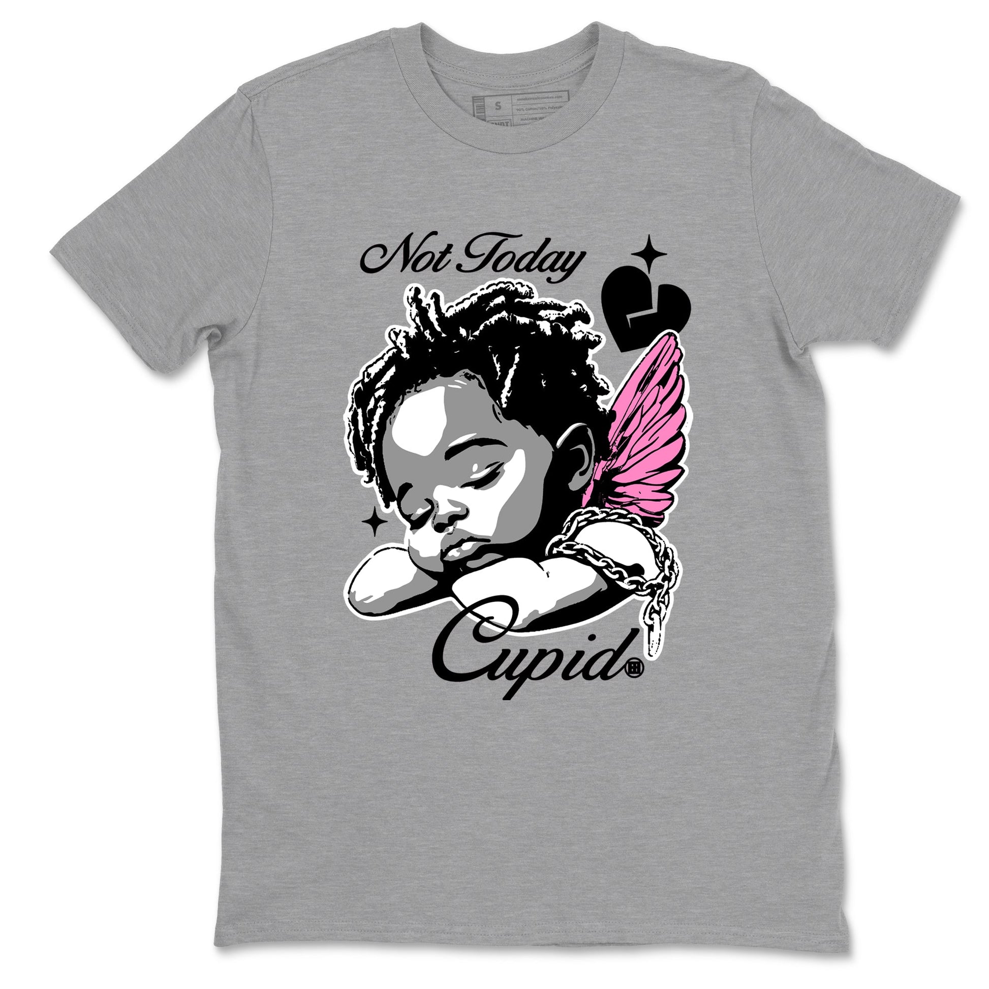 Perfect Valentine's Day Gifts graphic tee  – Sneaker Tees To Match Air Jordan 4 Pink Thunder – Not Today Cupid Tee Heather Grey 2