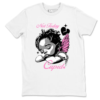 Perfect Valentine's Day Gifts graphic tee  – Sneaker Tees To Match Air Jordan 4 Pink Thunder – Not Today Cupid Tee White 2