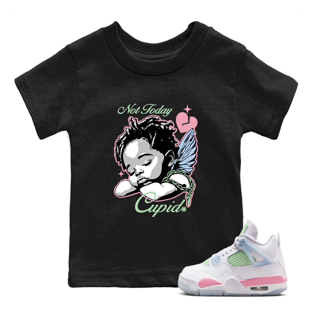 Best Sneakerfits graphic tee – Perfect Valentine's Day outfits to match Air Jordan 4 Valentines Day Kids – Not Today Cupid Kids T-Shirt Black 1