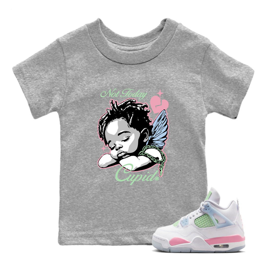 Best Sneakerfits graphic tee – Perfect Valentine's Day outfits to match Air Jordan 4 Valentines Day Kids – Not Today Cupid Kids T-Shirt Heather Grey 1