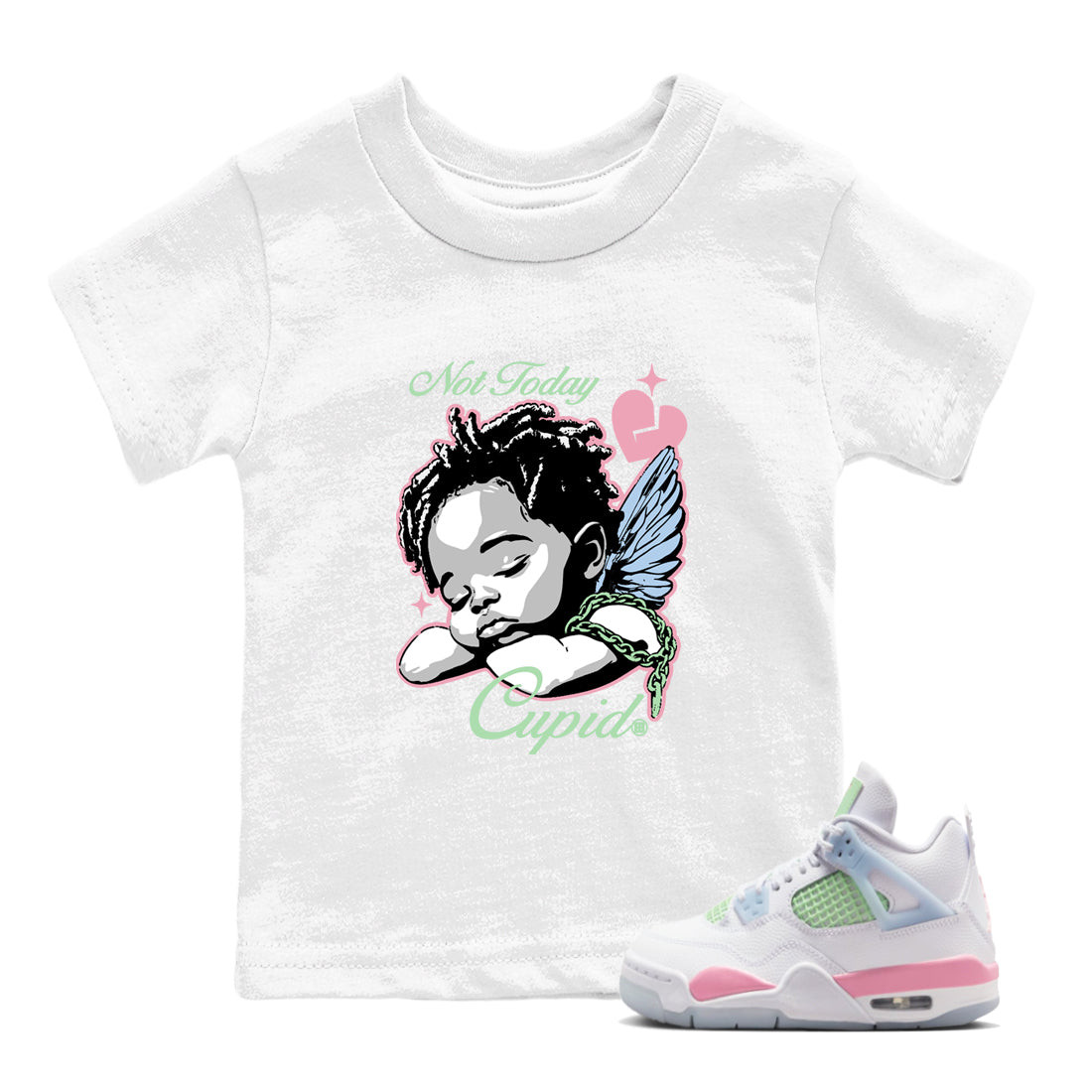 Best Sneakerfits graphic tee – Perfect Valentine's Day outfits to match Air Jordan 4 Valentines Day Kids – Not Today Cupid Kids T-Shirt White 1