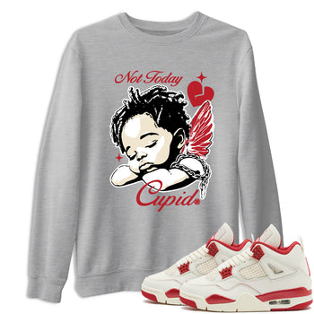 Sneaker match tees – Sneaker Tees To Match Air Jordan 4 Valentines Day Shoes – Not Today Cupid Tee Heather Grey 1