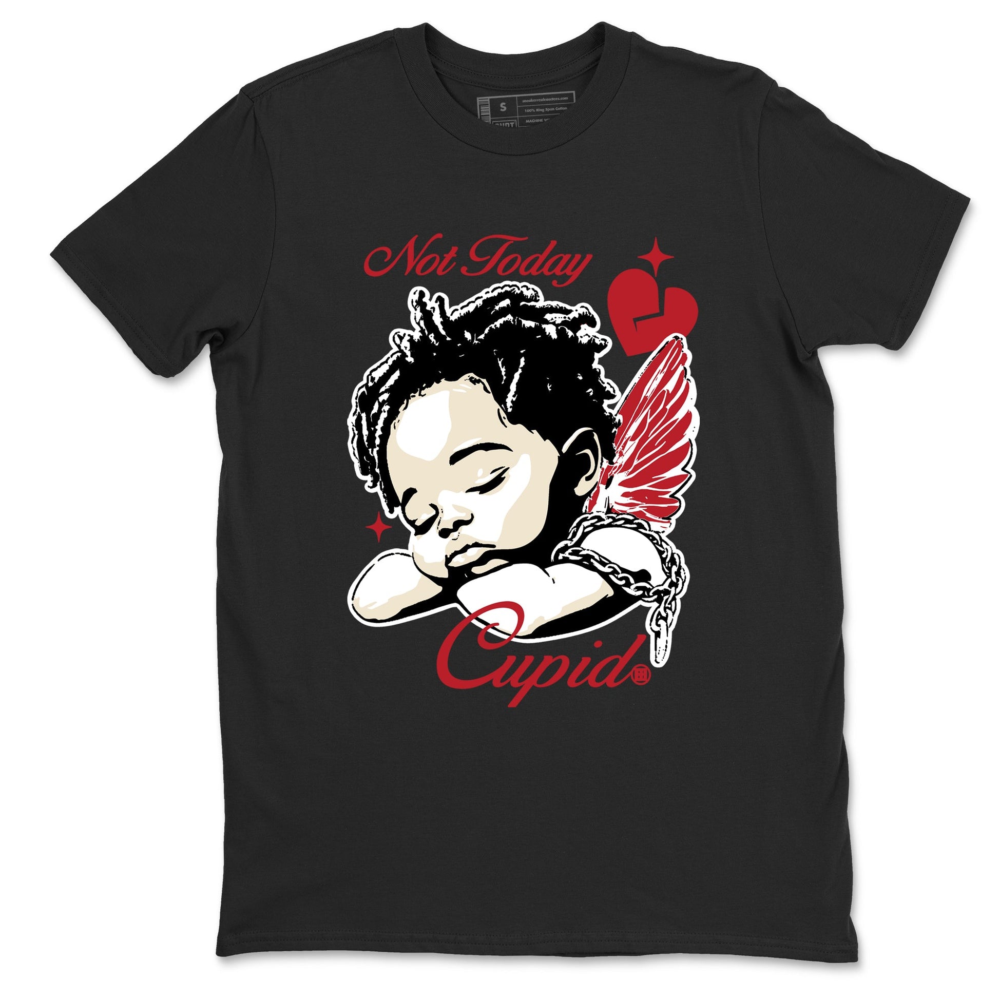 Sneaker match tees – Sneaker Tees To Match Air Jordan 4 Valentines Day Shoes – Not Today Cupid Tee Black 2
