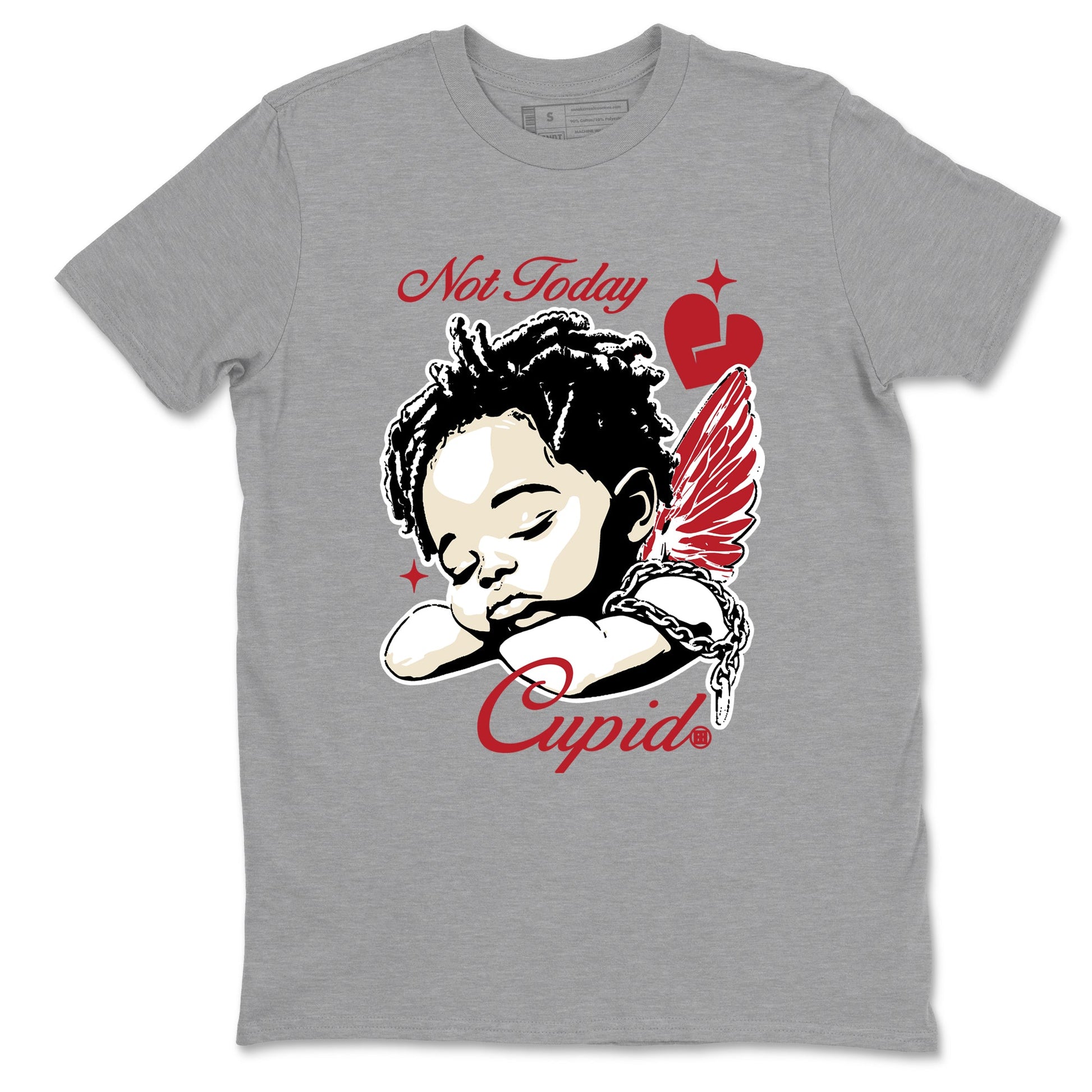 Sneaker match tees – Sneaker Tees To Match Air Jordan 4 Valentines Day Shoes – Not Today Cupid Tee Heather Grey 2