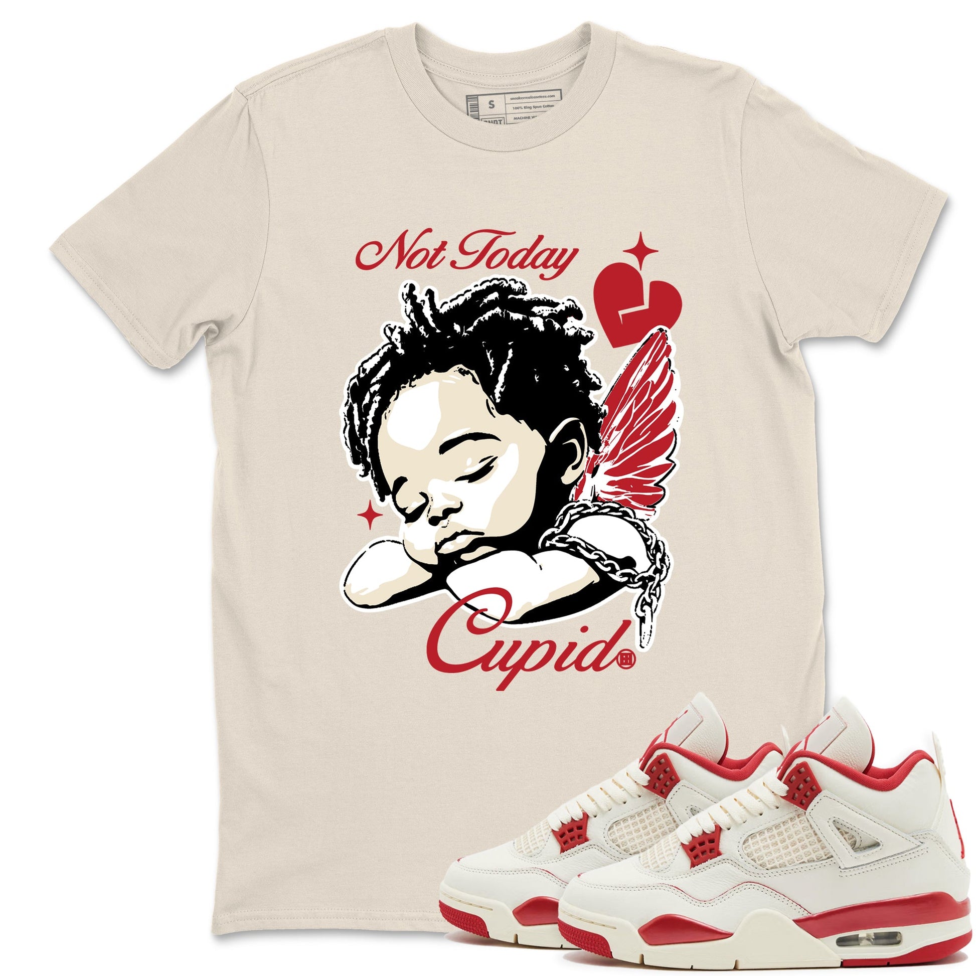 Sneaker match tees – Sneaker Tees To Match Air Jordan 4 Valentines Day Shoes – Not Today Cupid Tee Natural 1