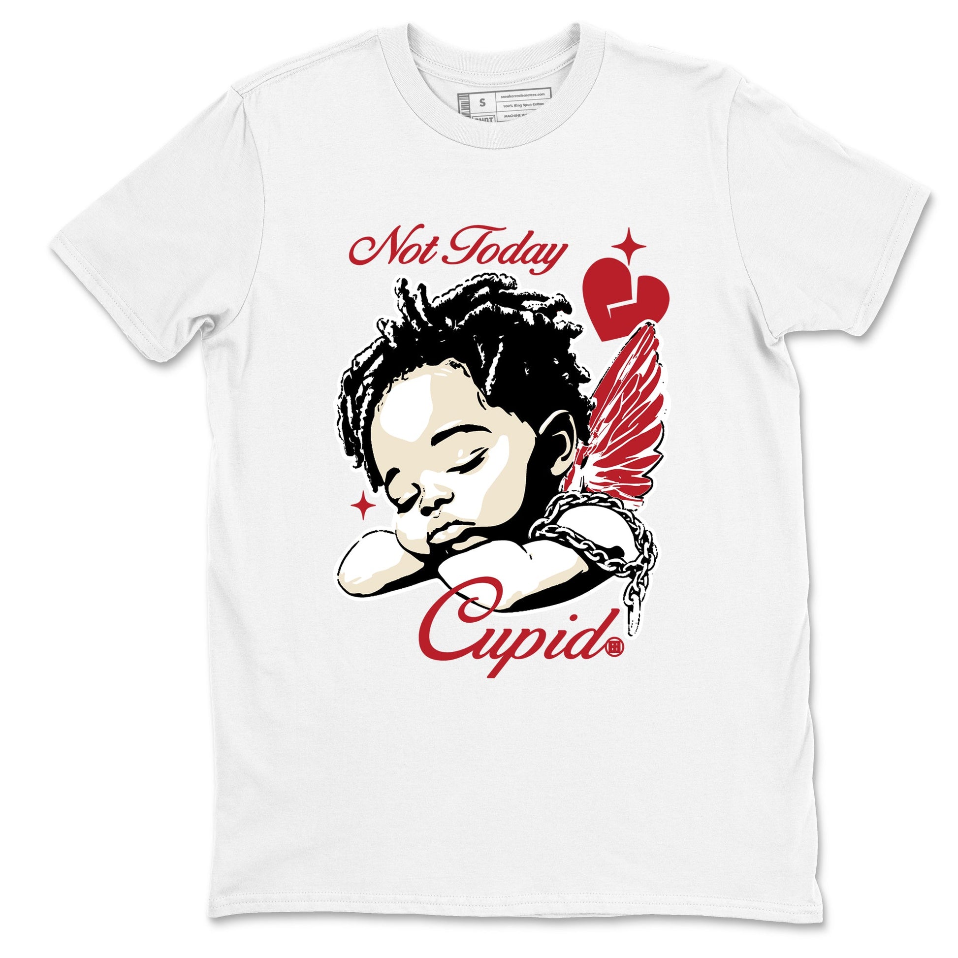 Sneaker match tees – Sneaker Tees To Match Air Jordan 4 Valentines Day Shoes – Not Today Cupid Tee White 2