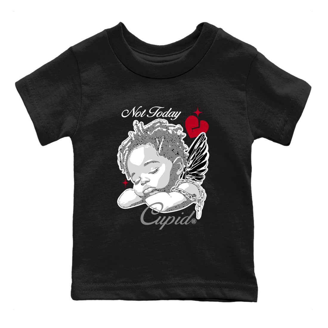 Air Jordan 4 White Cement shirts to match jordans Not Today Cupid graphic tees 4s Retro White Cement match shoes to clothes SNRT Sneaker Tees Youth Baby Black 2 tee