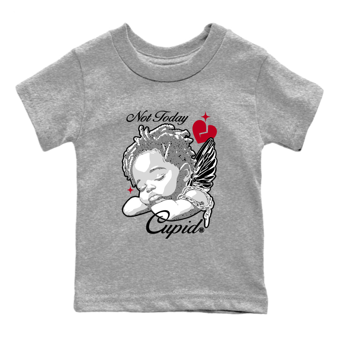 Air Jordan 4 White Cement shirts to match jordans Not Today Cupid graphic tees 4s Retro White Cement match shoes to clothes SNRT Sneaker Tees Youth Baby Heather Grey 2 tee
