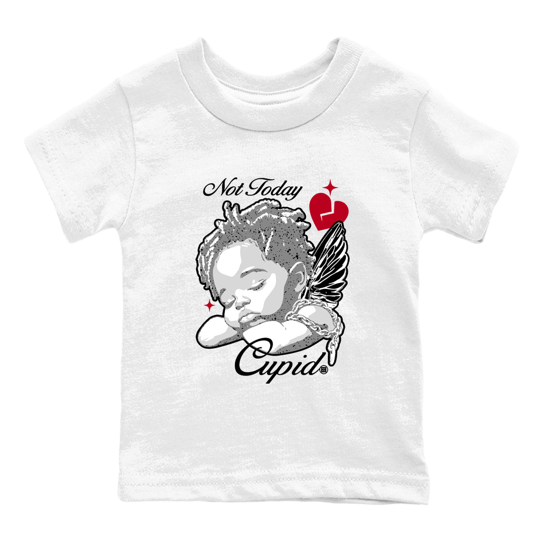 Air Jordan 4 White Cement shirts to match jordans Not Today Cupid graphic tees 4s Retro White Cement match shoes to clothes SNRT Sneaker Tees Youth Baby White 2 tee