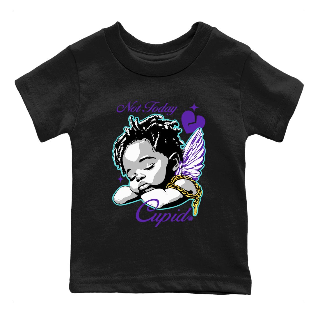 5s Retro Grape shirts to match jordans Not Today Cupid sneaker match tees Air Jordan 5 Grape best t shirts to wear with jordans SNRT Sneaker Tees Youth Baby Black 2 tee