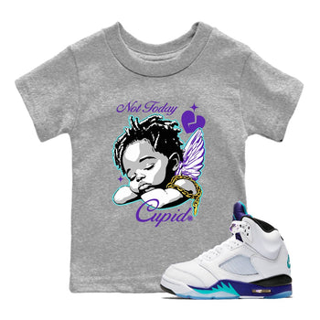 5s Retro Grape shirts to match jordans Not Today Cupid sneaker match tees Air Jordan 5 Grape best t shirts to wear with jordans SNRT Sneaker Tees Youth Baby Heather Grey 1 tee