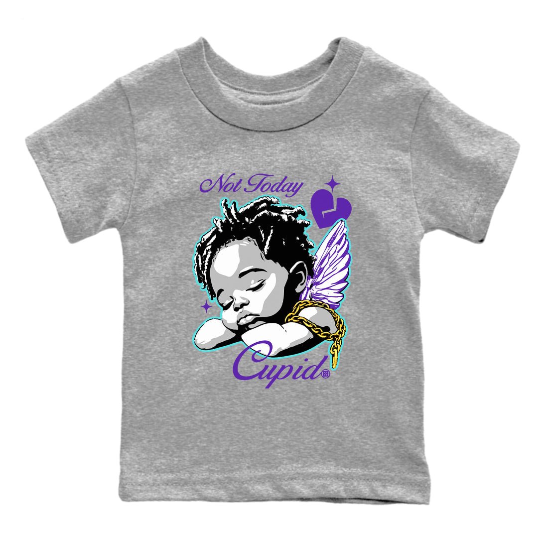 5s Retro Grape shirts to match jordans Not Today Cupid sneaker match tees Air Jordan 5 Grape best t shirts to wear with jordans SNRT Sneaker Tees Youth Baby Heather Grey 2 tee