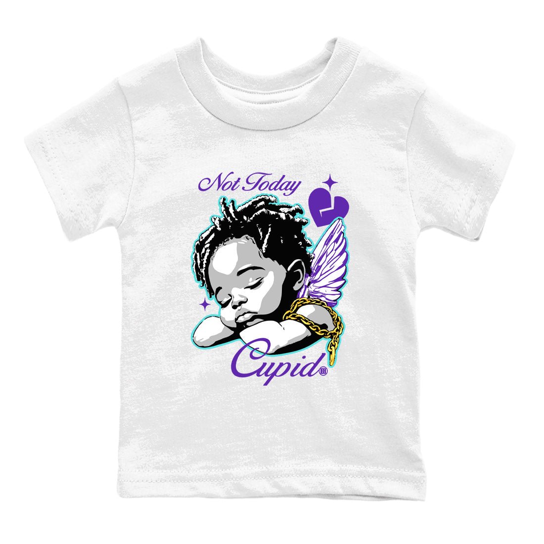 5s Retro Grape shirts to match jordans Not Today Cupid sneaker match tees Air Jordan 5 Grape best t shirts to wear with jordans SNRT Sneaker Tees Youth Baby White 2 tee
