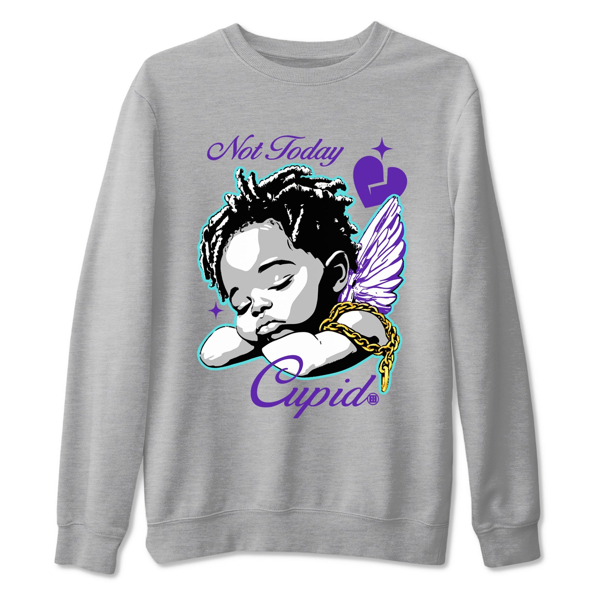 5s Retro Grape shirts to match jordans Not Today Cupid sneaker match tees Air Jordan 5 Grape best t shirts to wear with jordans SNRT Sneaker Tees unisex cotton Heather Grey 2 shirts