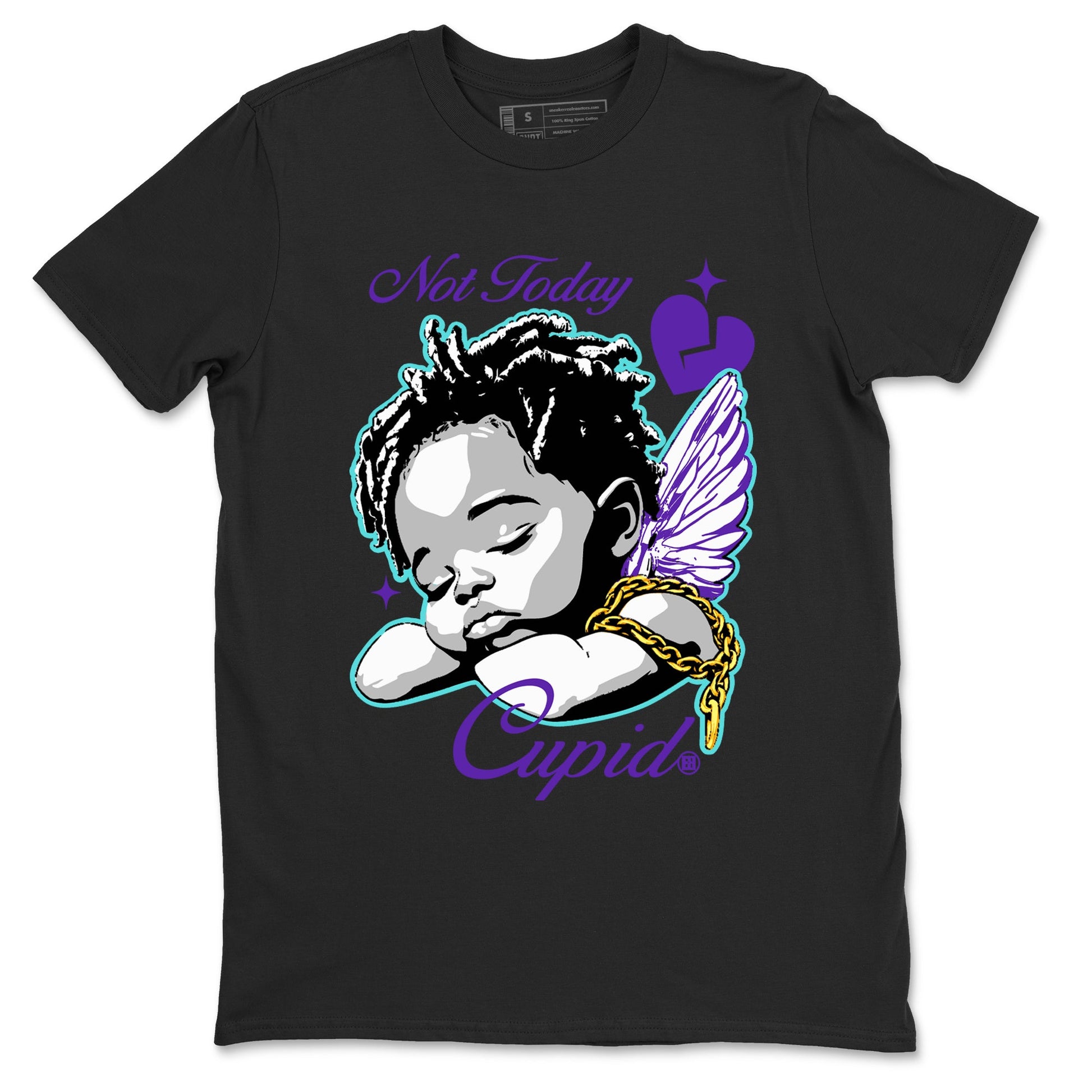 5s Retro Grape shirts to match jordans Not Today Cupid sneaker match tees Air Jordan 5 Grape best t shirts to wear with jordans SNRT Sneaker Tees unisex cotton Black 2 shirts