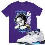 5s Retro Grape shirts to match jordans Not Today Cupid sneaker match tees Air Jordan 5 Grape best t shirts to wear with jordans SNRT Sneaker Tees unisex cotton Purple 1 shirts