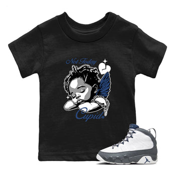 Perfect Valentine's Day Gifts graphic tee  – Sneaker Tees To Match Air Jordan 9 Flint Grey – Not Today Cupid Kids Graphic T-Shirt Black 1