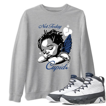 Perfect Valentine's Day Gifts graphic tee  – Sneaker Tees To Match Air Jordan 9 Flint Grey – Not Today Cupid Tee Heather Grey 1