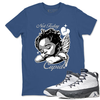 Perfect Valentine's Day Gifts graphic tee  – Sneaker Tees To Match Air Jordan 9 Flint Grey – Not Today Cupid Tee Denim Blue 1
