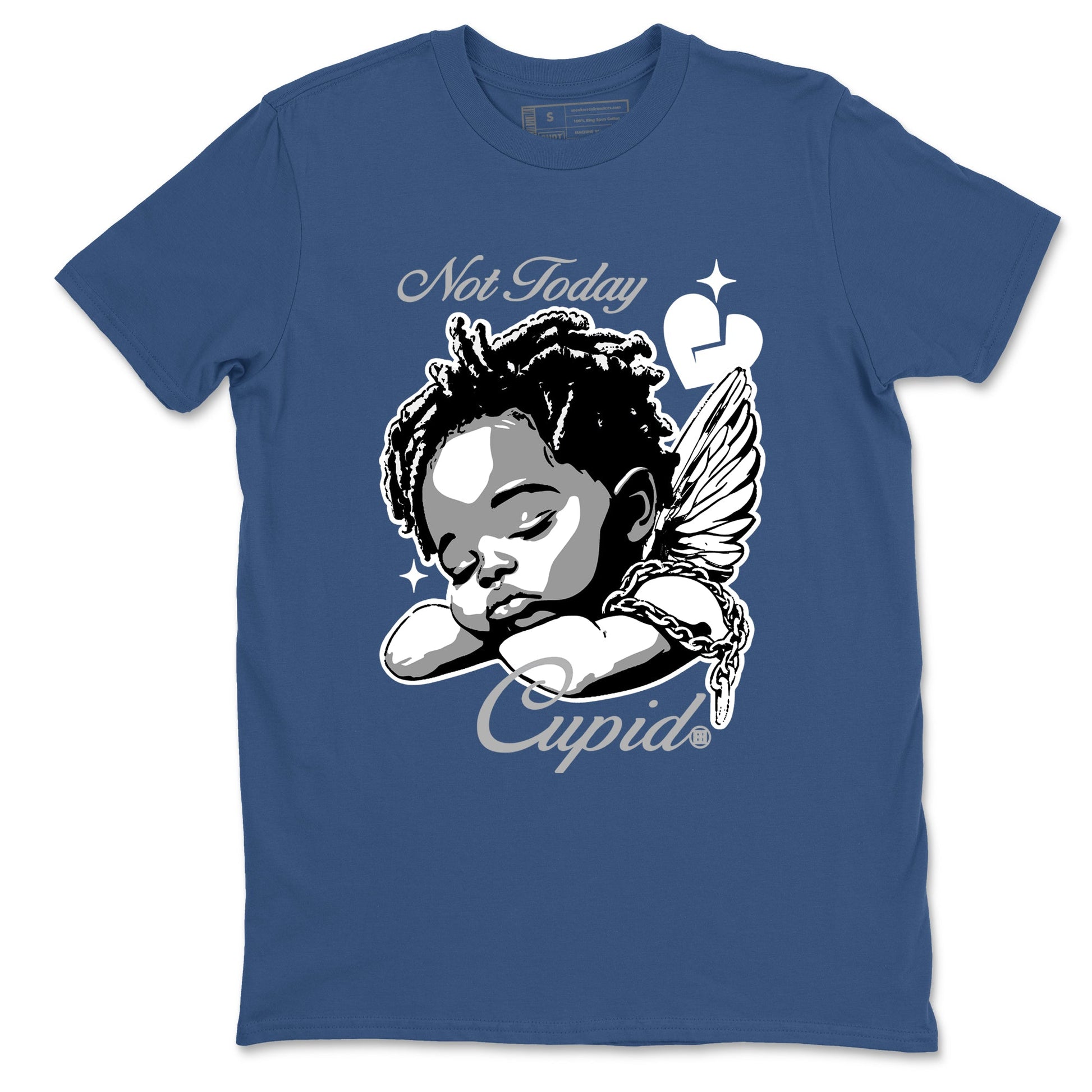 Perfect Valentine's Day Gifts graphic tee  – Sneaker Tees To Match Air Jordan 9 Flint Grey – Not Today Cupid Tee Denim Blue 2