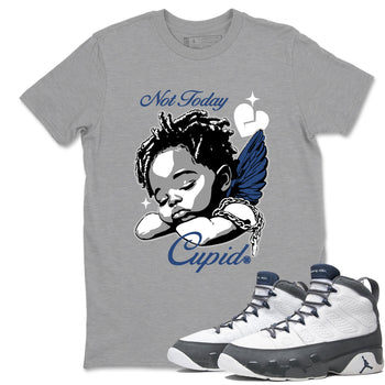 Perfect Valentine's Day Gifts graphic tee  – Sneaker Tees To Match Air Jordan 9 Flint Grey – Not Today Cupid Tee Heather Grey 1