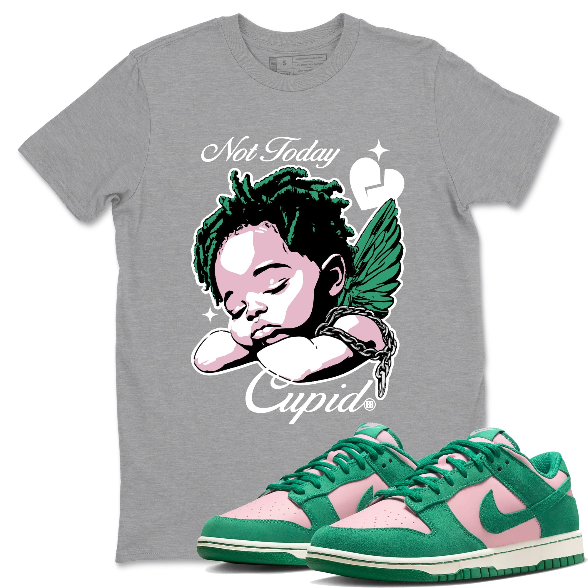 Dunks Medium Soft Pink Malachite shirts to match jordans Not Today Cupid sneaker match tees Dunk Medium Soft Pink Malachite best t shirts to wear with jordans SNRT Sneaker Tees unisex cotton Heather Grey 1 shirts
