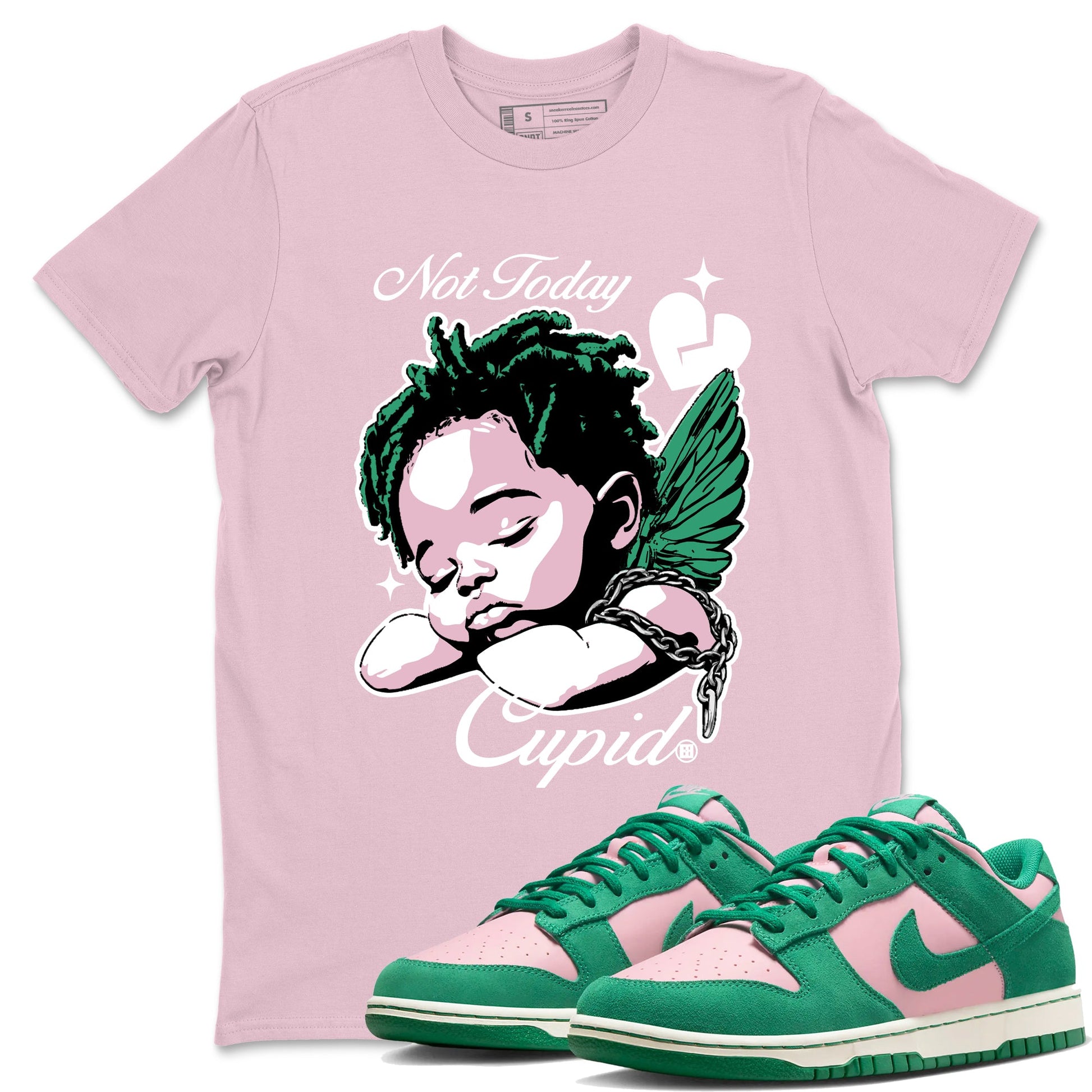 Dunks Medium Soft Pink Malachite shirts to match jordans Not Today Cupid sneaker match tees Dunk Medium Soft Pink Malachite best t shirts to wear with jordans SNRT Sneaker Tees unisex cotton Pink 1 shirts