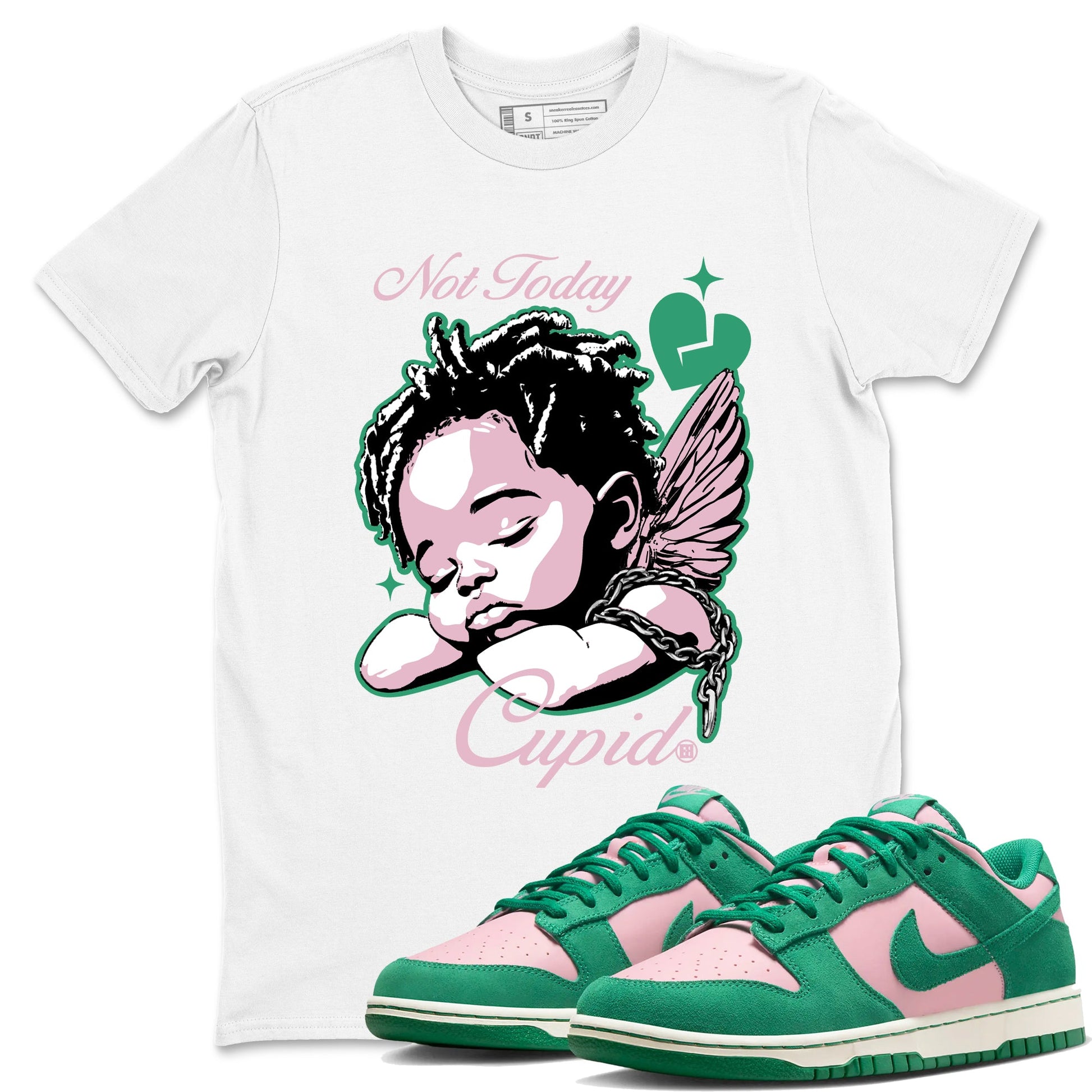 Dunks Medium Soft Pink Malachite shirts to match jordans Not Today Cupid sneaker match tees Dunk Medium Soft Pink Malachite best t shirts to wear with jordans SNRT Sneaker Tees unisex cotton White 1 shirts