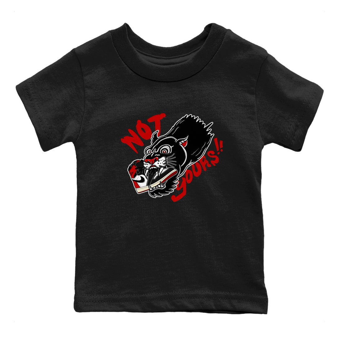 1s Black Toe Reimagined shirts to match jordans Not Yours sneaker match tees 1s Black Toe Reimagined SNRT Sneaker Release Tees Youth Baby Black 2 crew neck shirts